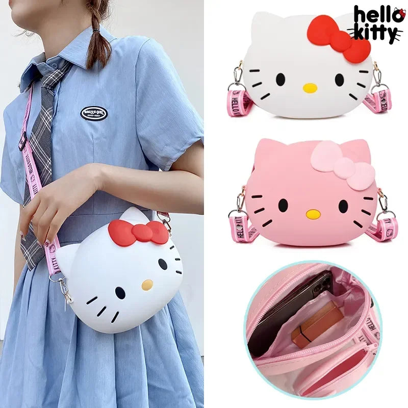 Lady Glams Hello Kitty Crossbody Bag - Embrace Kawaii Elegance in Pink and White