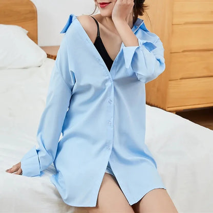 Lady Glams Spring Elegance: Long Sleeve Shirt for the Modern Look