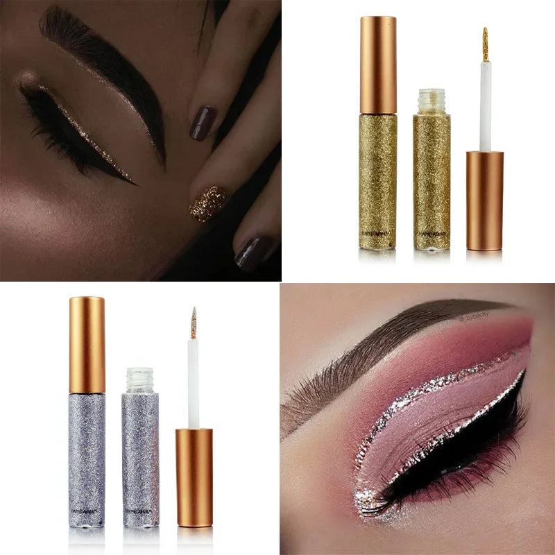 ZUOFILY 10 Farben Weißgold Glitzer Lidschatten – Funkeln und Glänzen mit wasserfestem Flüssig-Eyeliner