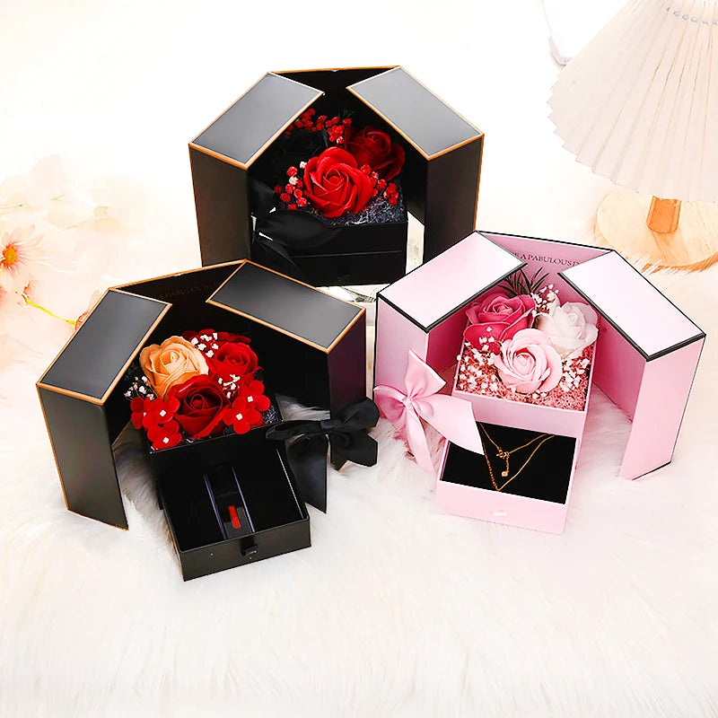 Eternal Soap Rose Flower Gift Box with Drawer Design - A Charming and Versatile Gift Box for Any Occasion