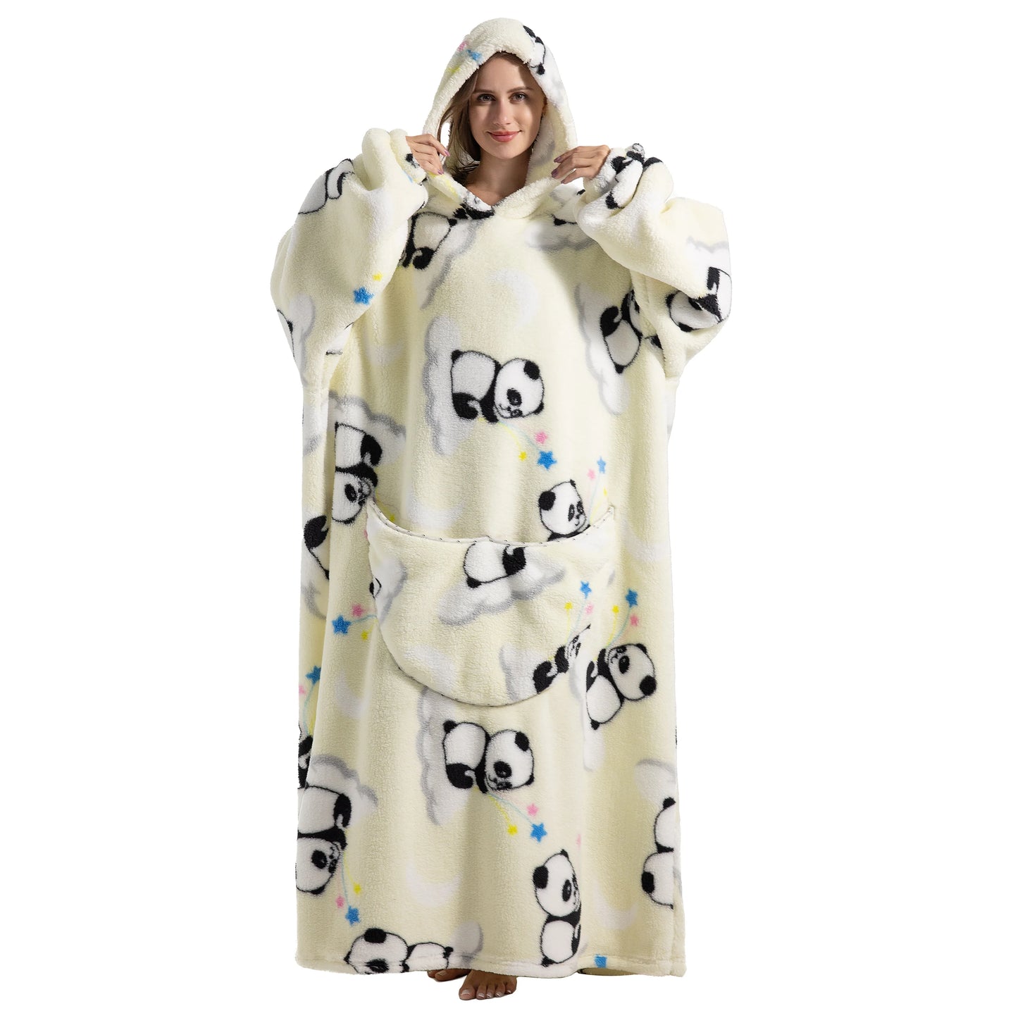 Lady Glams - New Oversized TV Wearable Blanket: Extra Long Warm Plush Fleece Winter Sherp Hoodie