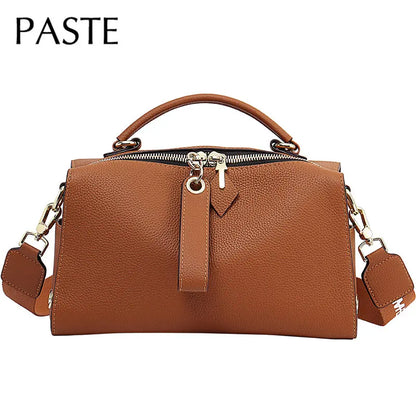 PASTE Luxurious Boston Tote - Elevate Your Style with Brown Blue Elegance