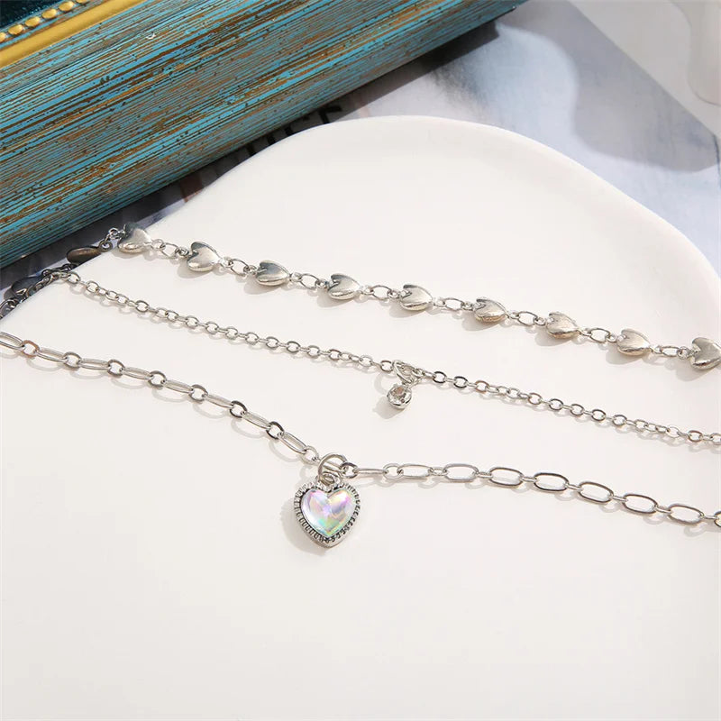 SUMENG 2024 Simple Double Layer Star Moon Charm Multilayered Necklace: Delicate Clavicle Chain with Zircon for Women - Fashion Jewelry