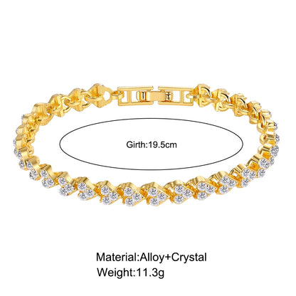 Lady Glams Charm Delicated Crystal Heart Tennis Bracelet - Rhinestone Paved Handmade Bracelet for Women