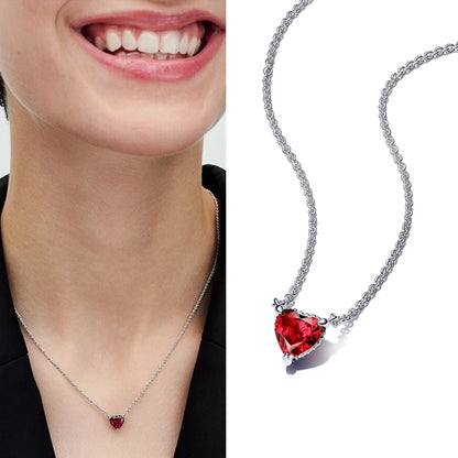 Lady Glams Elevated Roter Herzring - Silberfarben CZ Zirkonia Stern Mond Blume Hochzeitsschmuck Geschenk