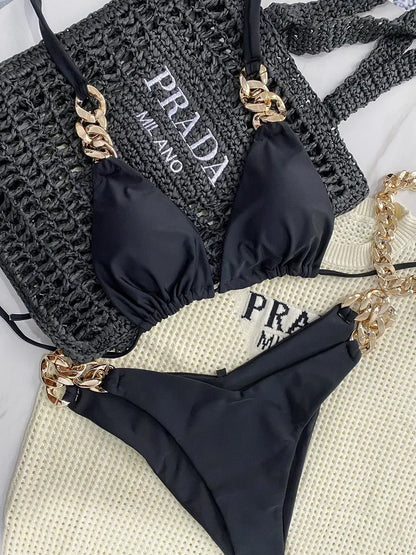 Premium 2024 Triangel-Bikini-Set für Damen – Brasilianische 2-teilige Neckholder-Bademode