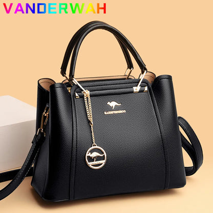 VANDERWAH Luxury 3-Layer Soft Leather Tote: Elevate Your Style with Fashion and Functionality