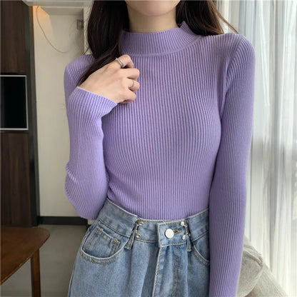 Lady Glams - Ribbed mock neck sweater