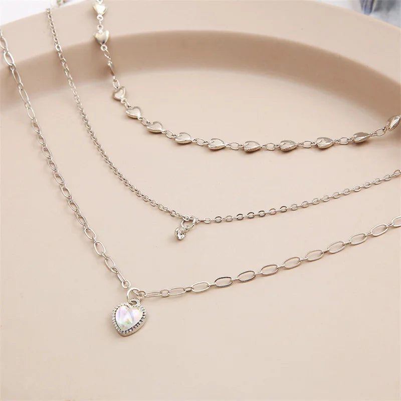 SUMENG 2024 Simple Double Layer Star Moon Charm Multilayered Necklace: Delicate Clavicle Chain with Zircon for Women - Fashion Jewelry