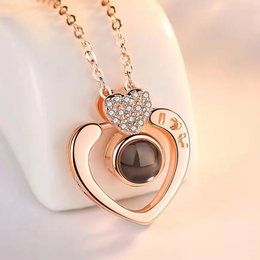 Love Projection Necklace with Exquisite Rose Gift Box - A Romantic and Trendy Jewelry Set for 2024