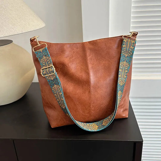 REPRCLA Schultertasche mit breitem geometrischem Riemen – Umarmen Sie Retro-Chic mit Stil und Funktionalität