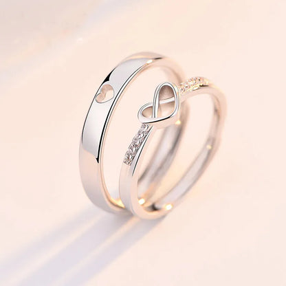 Lady Glams Romantic Couple Wedding Ring Set