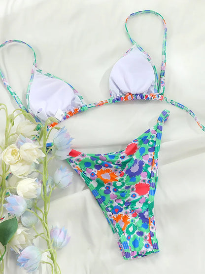 Bikini mit extremem Print für Damen, Cut-Out-Bademode, niedrige Taille, Mikro-Bikini-Set, Badeanzug, Dreieck-Strandmode 2024 – Online kaufen zu den besten Preisen im Jahr 2024