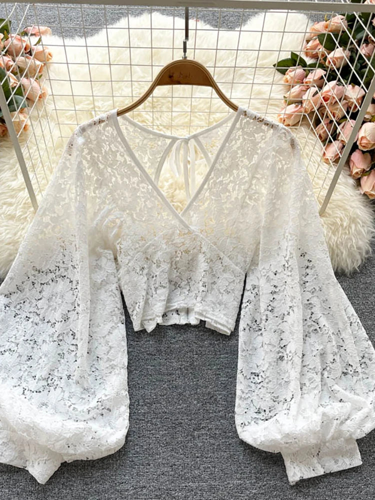 Lady Glams Sexy Lace Blouse - A Captivating Blend of Elegance and Allure