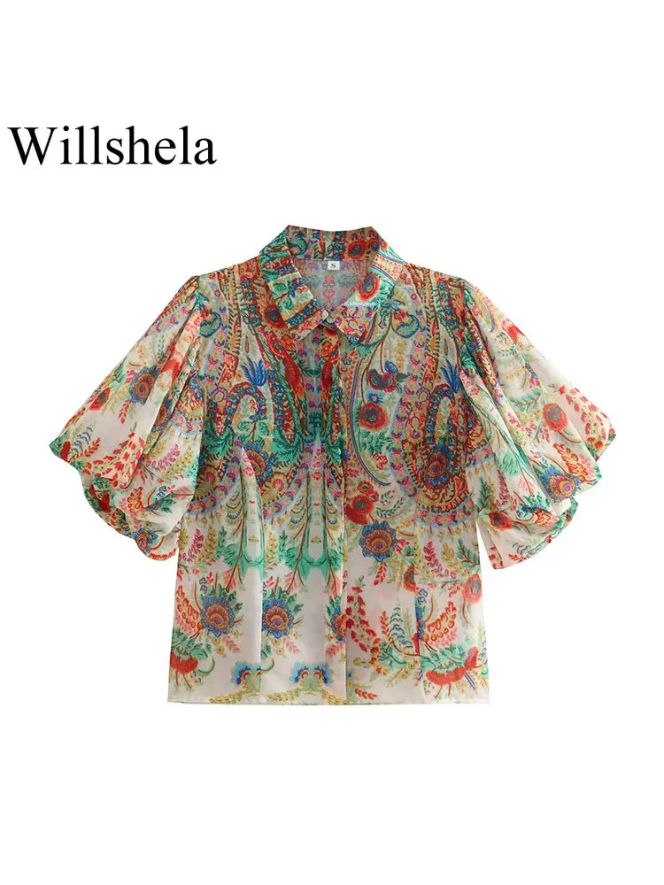 Willshela Vintage Lapel Neck Blouse - Embrace Retro Elegance with Modern Flair