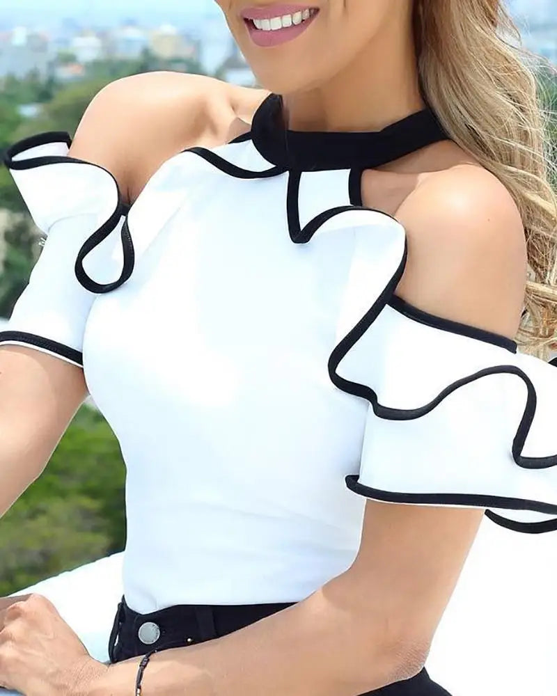 Mandylandy Casual Cold Shoulder Top - A Playful Twist to Your Summer Wardrobe