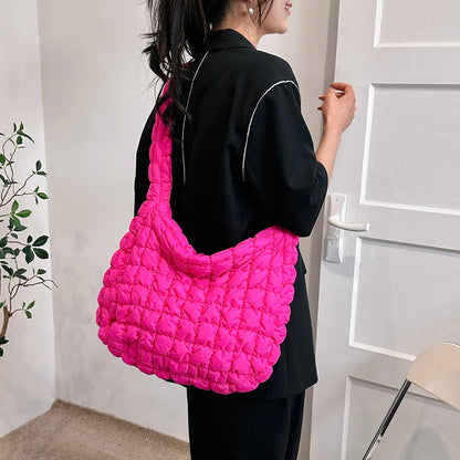 Lady Glams Quilted Padded Crossbody Bag - Stylish Designer Handbag for Women