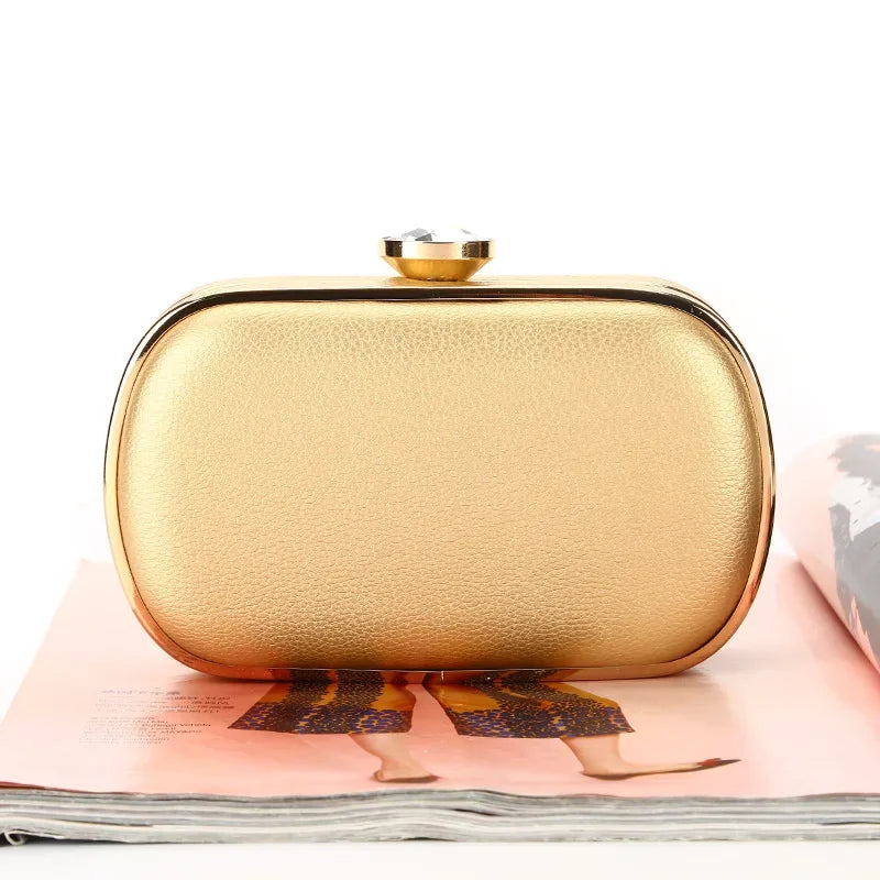 Lady Glams Golden PU Leather Evening Bag - Unleash Your Glamorous Charm at Every Occasion