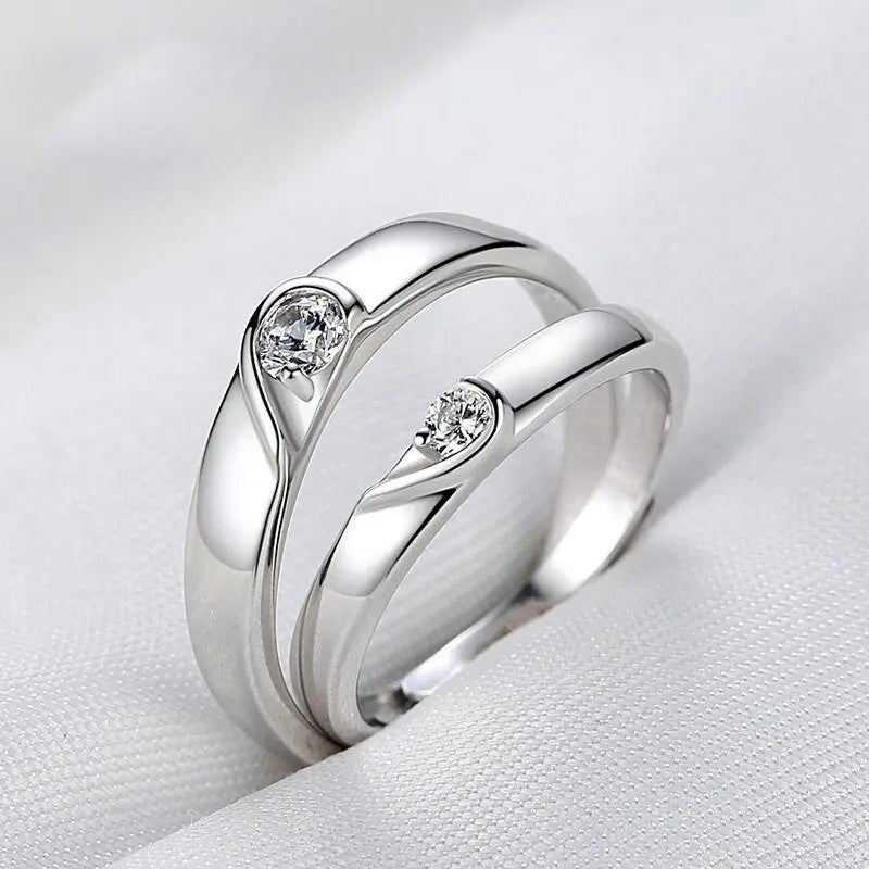 Lady Glams Romantic Couple Wedding Ring Set