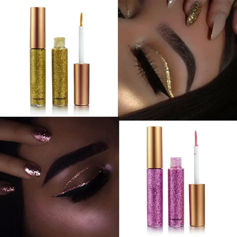 ZUOFILY 10 Farben Weißgold Glitzer Lidschatten – Funkeln und Glänzen mit wasserfestem Flüssig-Eyeliner