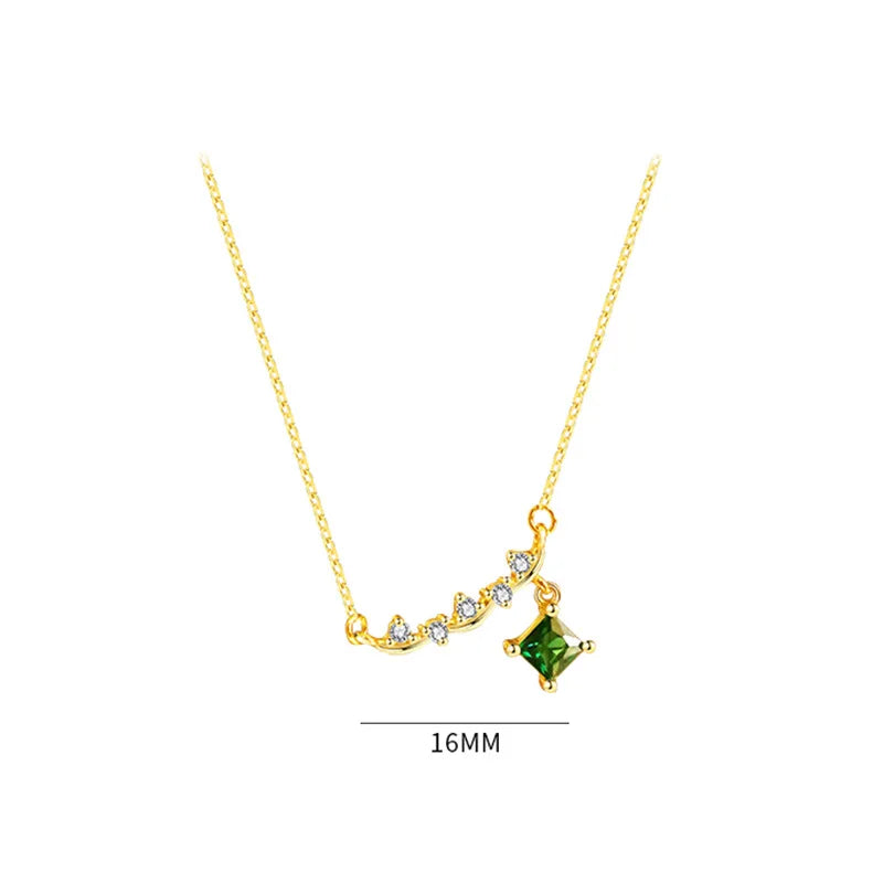 HYFAD - Vintage Sparkling Green Crystal Pendant Chain Choker Necklace for Women