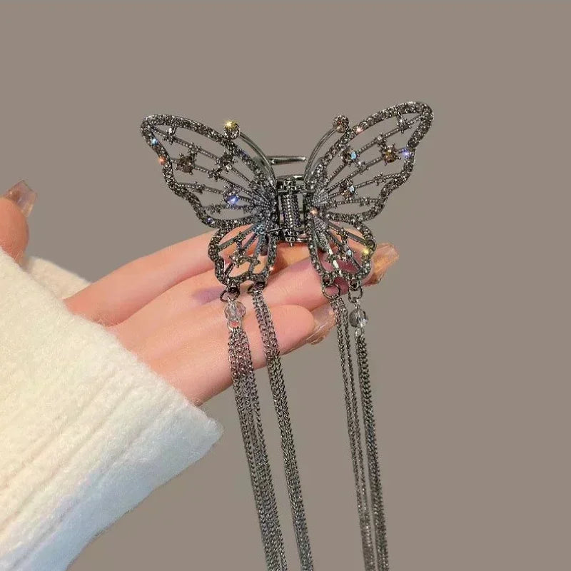 Lady Glams Crystal Butterfly Pearl Tassel Hair Clip: A Touch of Elegance