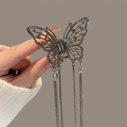 Lady Glams Crystal Butterfly Pearl Tassel Hair Clip: A Touch of Elegance