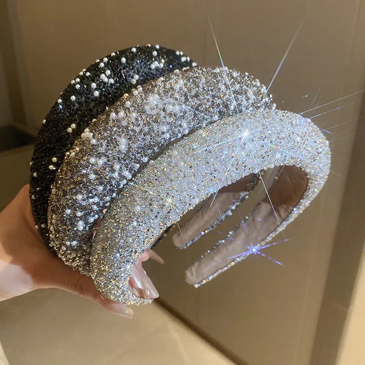 Lady Glams Dazzle: Luxury Inlaid Rhinestone Hairbands for the Style-Conscious