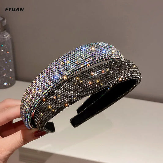 FYUAN Glamour: Shiny Full Rhinestone Headbands - Sophisticated Accessory for Every Woman