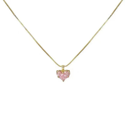 HYFAD's 2024 Fashion Trend Pink Love Zircon Clavicle Necklace