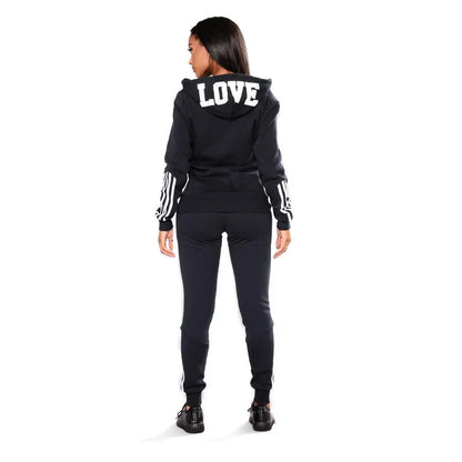 Lady Glams Women’s Striped 2-Piece Tracksuit: Casual Long Sleeve Zip Jacket