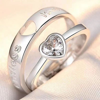 JETTING - Classic Silver Color Adjustable Couple Ring Set: Symbol of Unity and Commitment