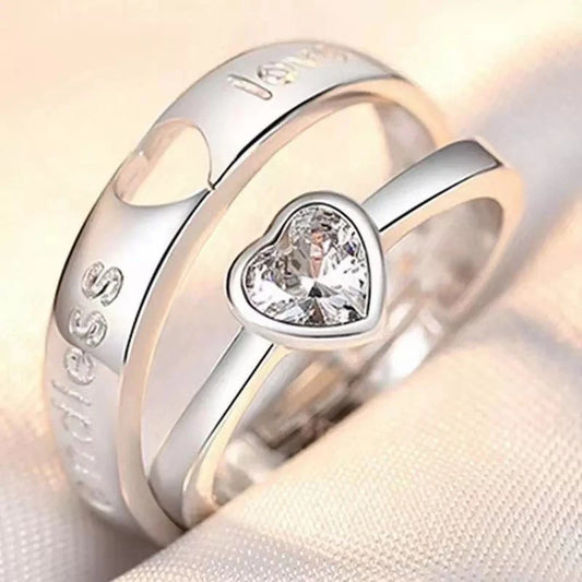 JETTING - Classic Silver Color Adjustable Couple Ring Set: Symbol of Unity and Commitment