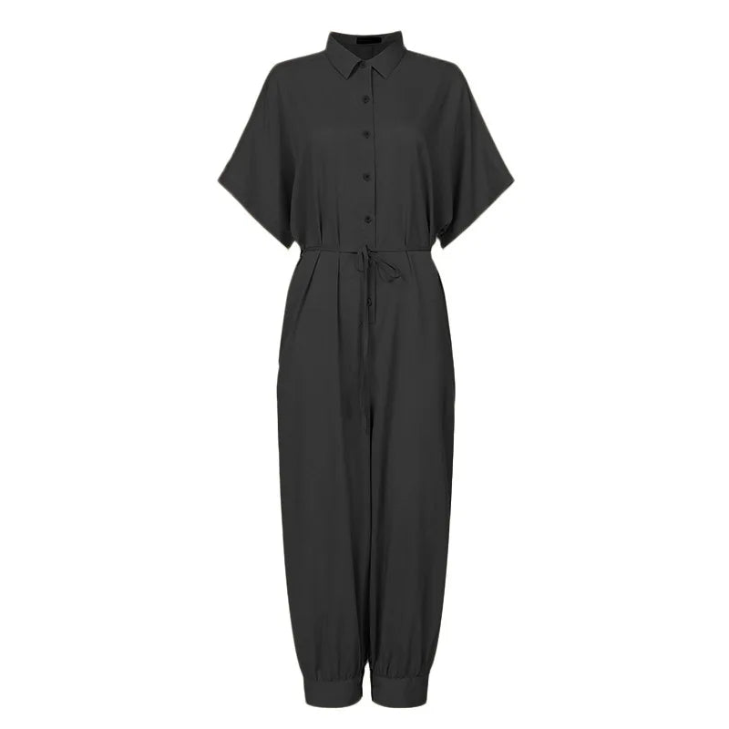 Lady Glams 2024 Spring Winter Casual One-Piece Jumpsuit: A Chic Bodysuit with High-Waisted Wide-Leg Pants