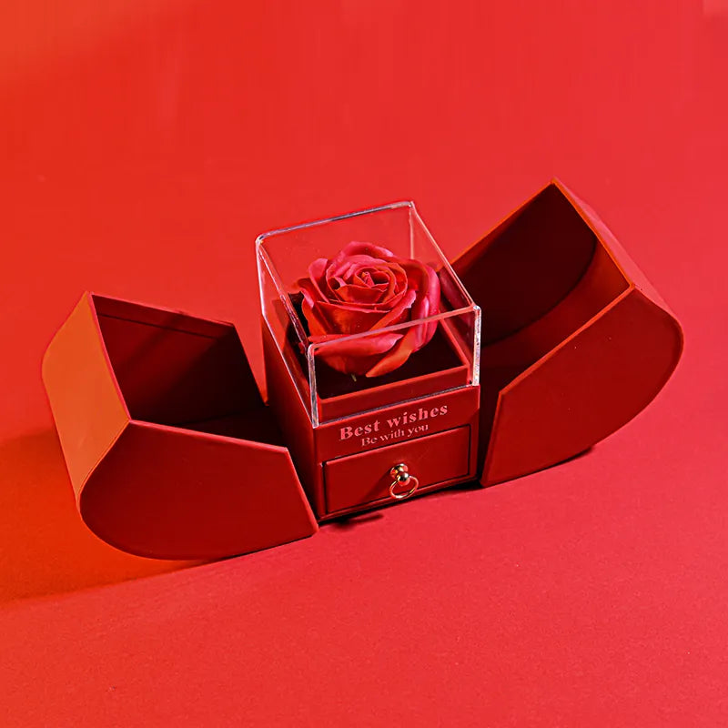 Konservierte echte Rose als Geschenk für sie, Rose mit ewigen Blumen und „Ich liebe dich“-Halskette in 100 Sprachen, Geschenke für sie zum Jahrestag, Valentinstag