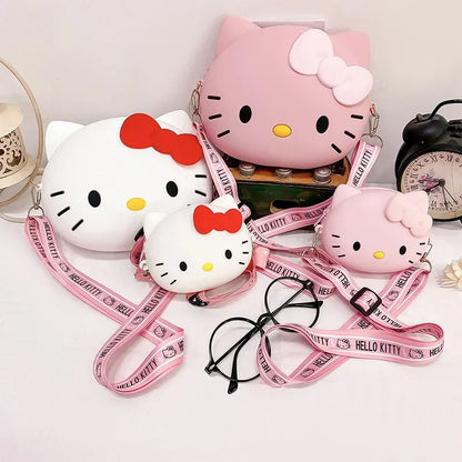 Lady Glams Hello Kitty Crossbody Bag - Embrace Kawaii Elegance in Pink and White