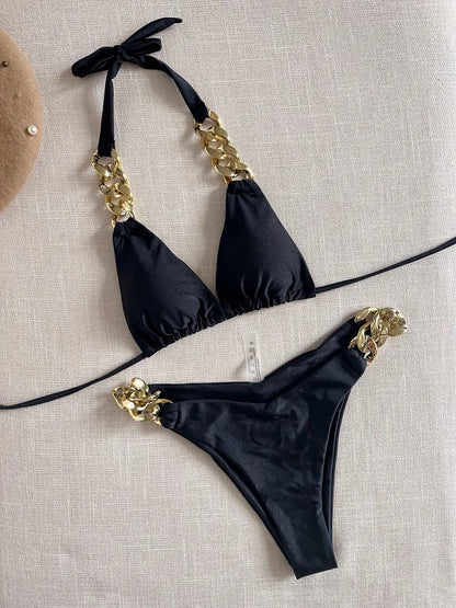 Premium 2024 Triangel-Bikini-Set für Damen – Brasilianische 2-teilige Neckholder-Bademode