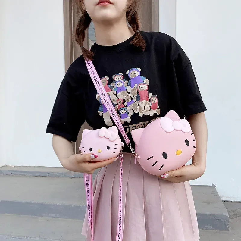 Lady Glams Hello Kitty Crossbody Bag - Embrace Kawaii Elegance in Pink and White