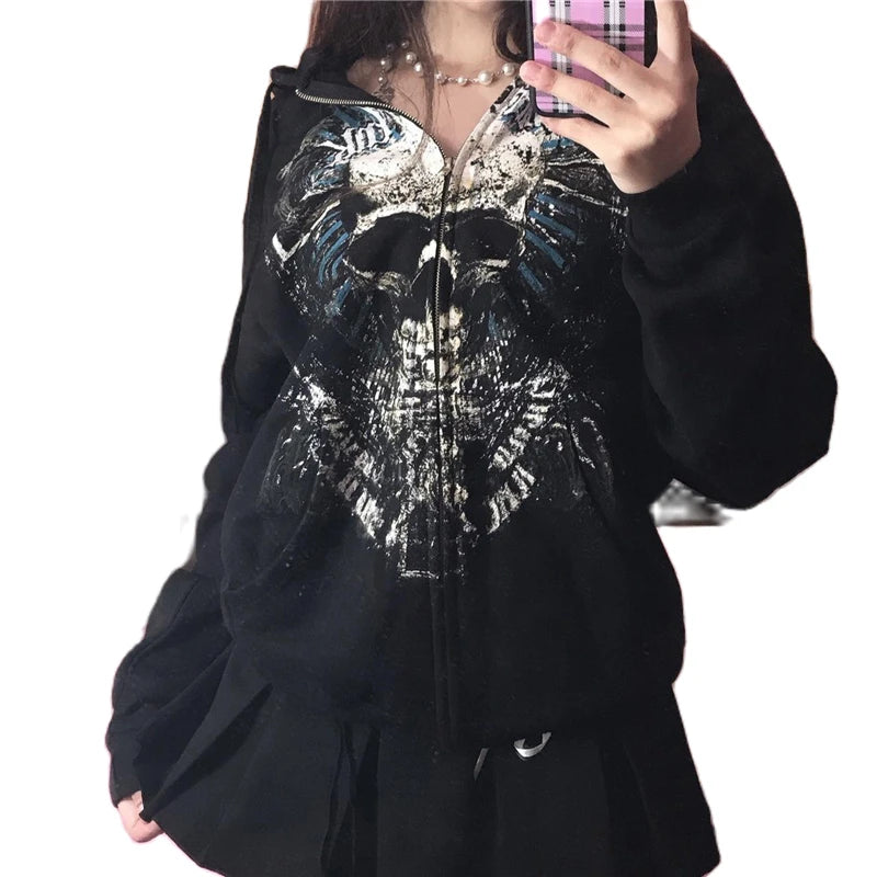 Lady Glams Streetwear Gothic Alphabet Blast Print Hoodie: Unleash Your Edgy Style