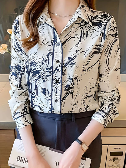 Lady Glams Spring Elegance: Fashion Flower Print Shirts for the Modern Woman