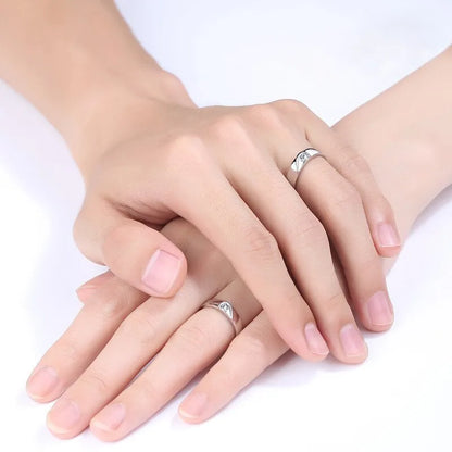 Lady Glams Romantic Couple Wedding Ring Set