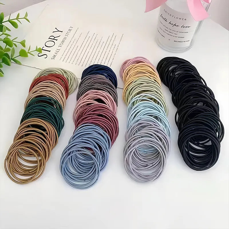 Lady Glams New 100PCS/Set Women  Nylon Elastic Hair Bands