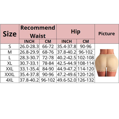 Lady Glams Gepolsterte Butt Lifter Korrekturunterwäsche - Body Shaper mit Push-Up-Höschen 