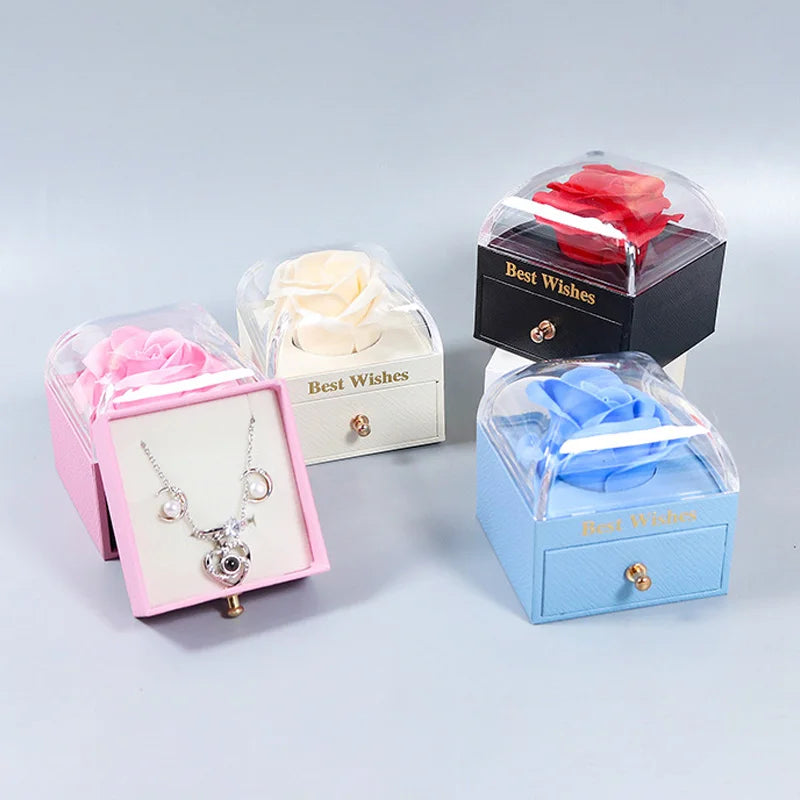 Romantic Rose Flower Drawer Box - An Elegant and Eco-Friendly Jewelry Gift Packaging Solution