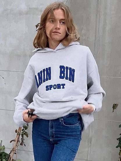 Lady Glams Sweatshirt aus Baumwollsamt mit Buchstaben für Damen