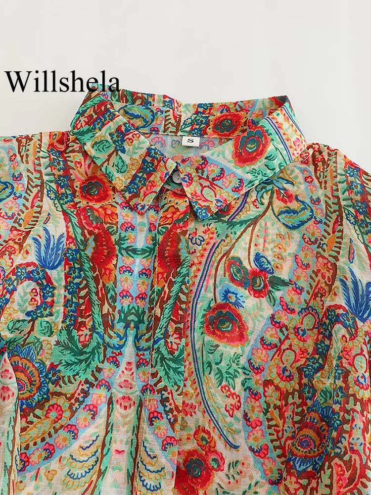 Willshela Vintage Lapel Neck Blouse - Embrace Retro Elegance with Modern Flair