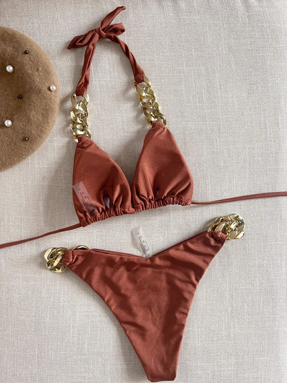 Premium 2024 Triangel-Bikini-Set für Damen – Brasilianische 2-teilige Neckholder-Bademode