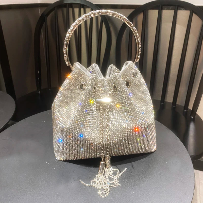 Lady Glams Luxury Crystal Rhinestone Shoulder Bag - Dazzling Accessory for Evening Elegance