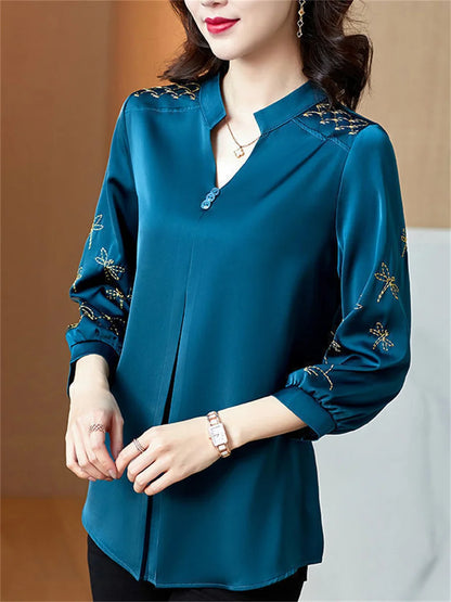 RibbonFish Casual Long Sleeve Blouse - Embrace Comfort and Style in Plus Size Elegance