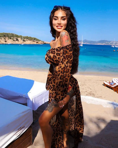 Lady Glams Leopard Print Beach Style Set